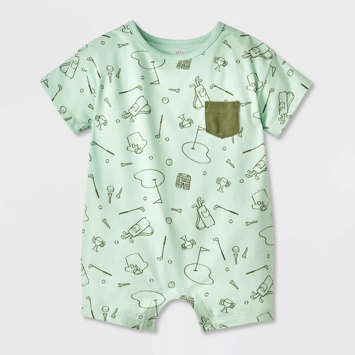 Baby Boys' Pocket Short Sleeve Romper - Cat & Jack™ Light Green 18M | Target