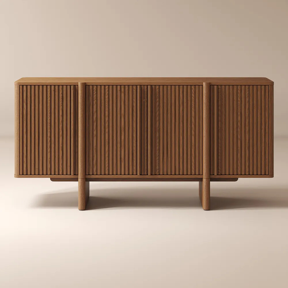 Hernest | Sabina Walnut Wood Sideboard with Solid Wood Buffet with Storage for Dining Room | Hernest