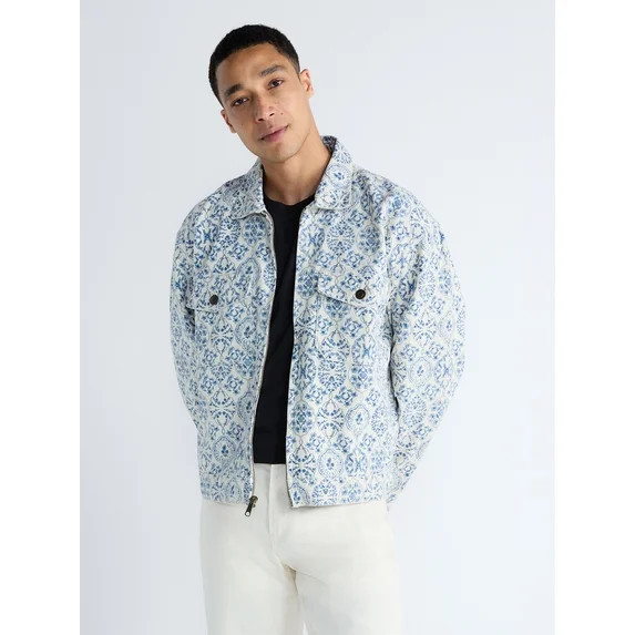 Free Assembly Men's Zip Front Floral Cotton Jacket, Sizes S-XL - Walmart.com | Walmart (US)