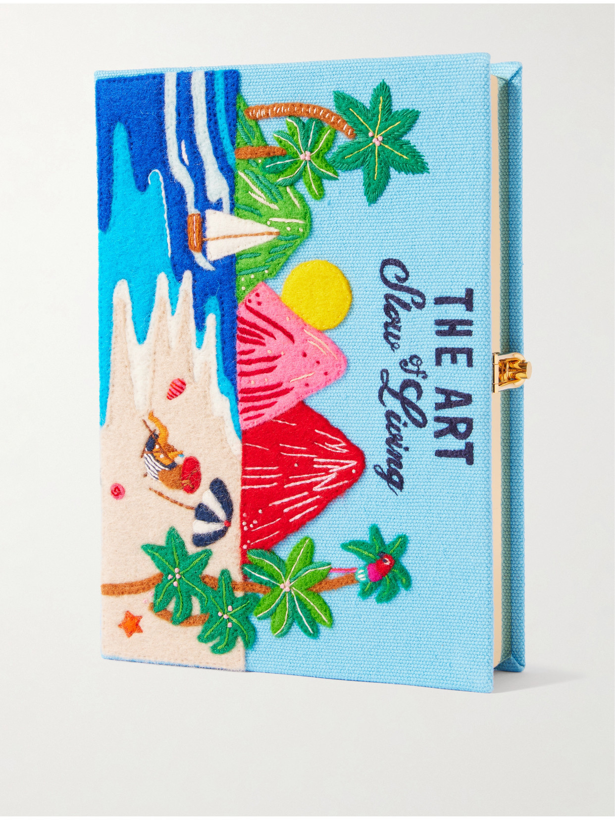 Olympia Le-Tan - + Mlle Mouns The Art Of Slow Living Embroidered Appliquéd Canvas Clutch - Blue | NET-A-PORTER (US)