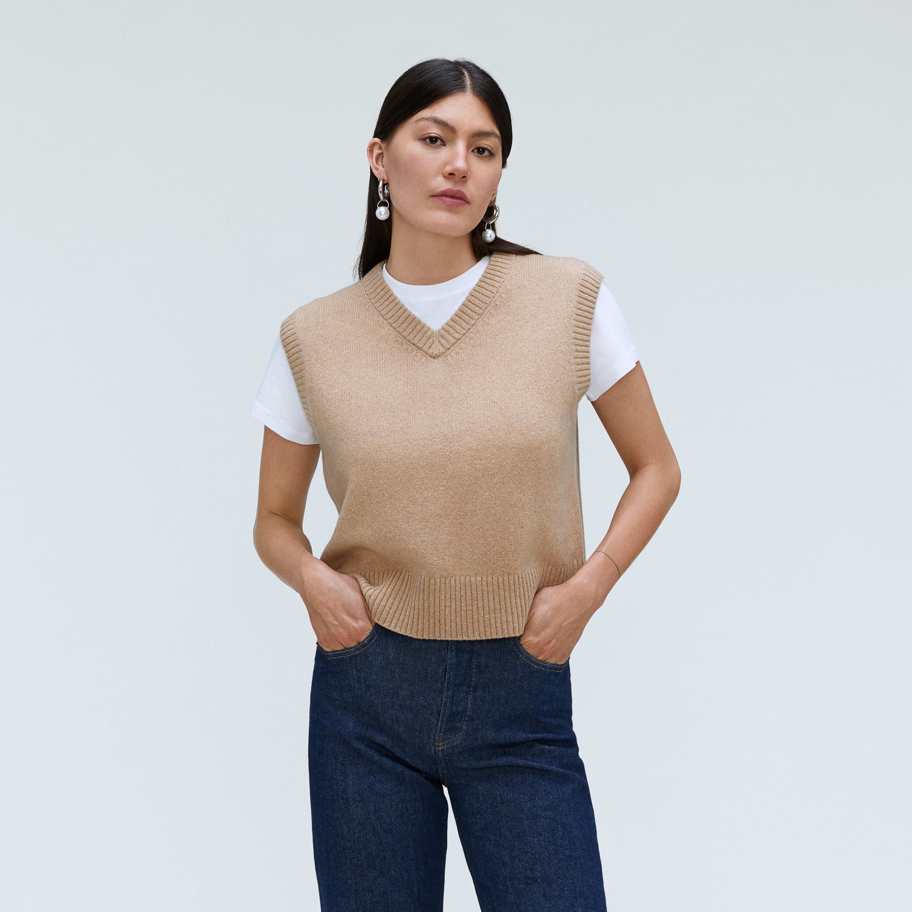 Women's Cashmere Vest Sweater by Everlane in Light Camel, Size S | Everlane