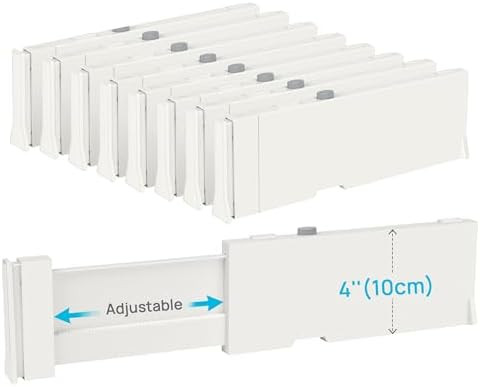 Vtopmart Drawer Dividers for Clothes 8 Pack, Adjustable 4" High Expandable from 11.3"-17" Dresser... | Amazon (US)