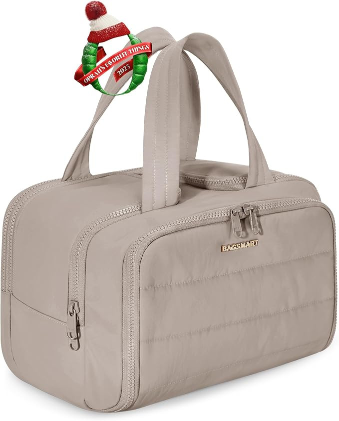 BAGSMART Travel Toiletry Bag, Crush Toiletry Bag for Women, Wide-open Puffy Toiletry Bags for Tra... | Amazon (US)