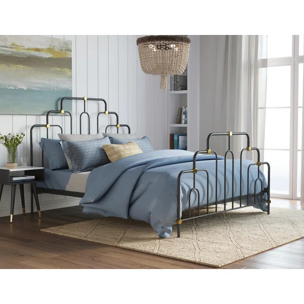 Elle Decor Astrid Modern Bed With Metal Headboard and Footboard | Wayfair North America