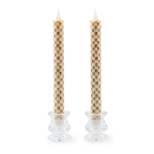 MacKenzie-Childs Mocha Check Flameless Dinner Candles | MacKenzie-Childs