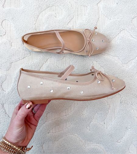 The cutest mesh nude ballet flats with rhinestones! A great look for less (compared to a similar pair for $275!) And they are comfortable!

#LTKfindsunder100 #LTKshoecrush #LTKSeasonal