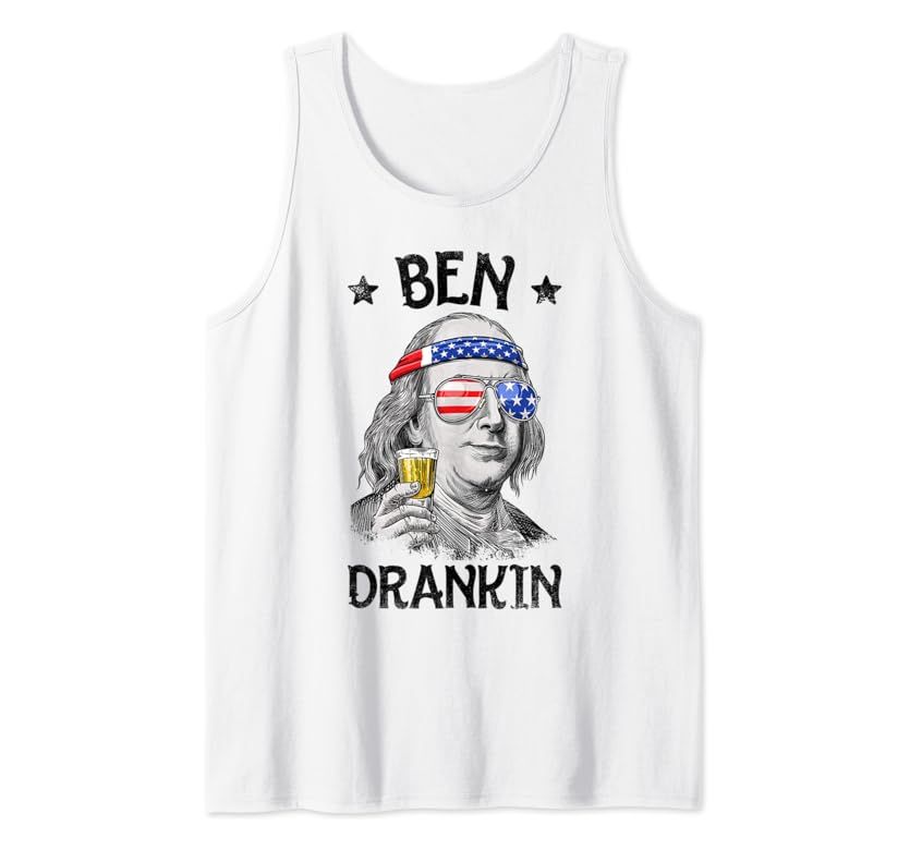 Ben Drankin 4th of July Benjamin Franklin Men Women USA Flag Tank Top | Amazon (US)