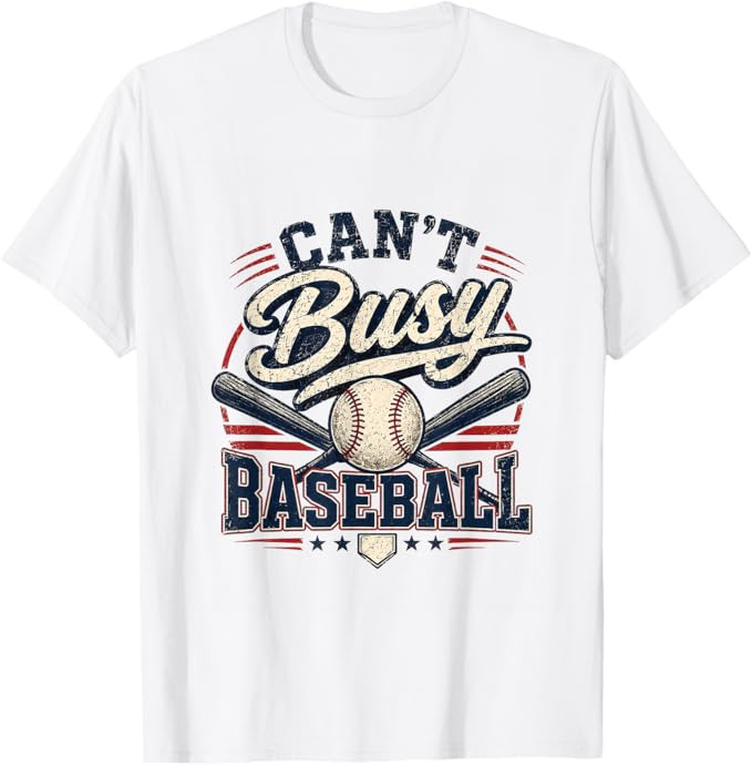 Can't Busy Baseball Vintage Retro Graphic T-Shirt | Amazon (US)