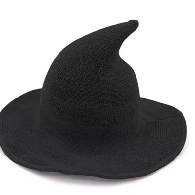 Halloween Wizard Hat Women Witch Hat Knitted Top Pointed Caps Big Brim Wool Hats Red | Wayfair Professional