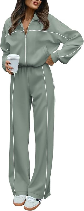 BTFBM Women's Two Piece Tracksuit Fall 2026 Long Sleeve Zip Up Sweatshirt Long Pants Outfits Jogg... | Amazon (US)