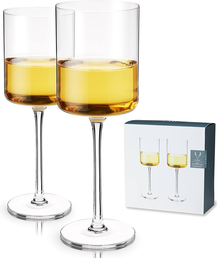 Viski Laurel White Wine Glasses, Crystal Stemmed Tumblers Glassware for Wine or Cocktails, Top Ra... | Amazon (US)