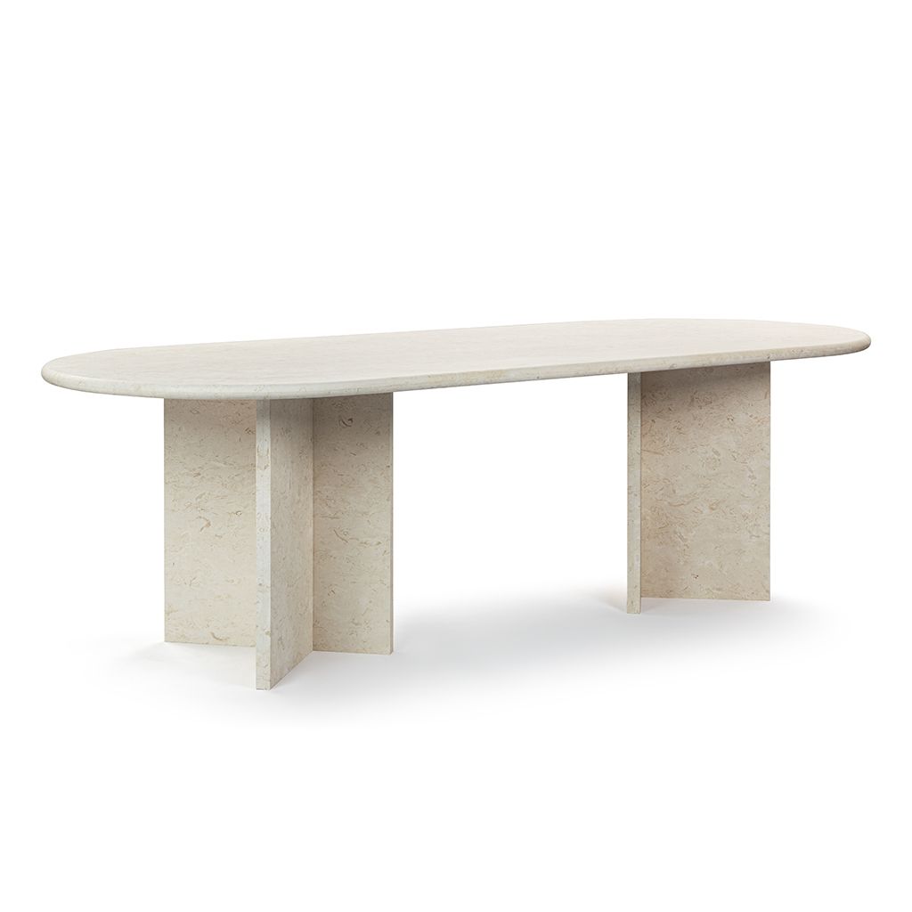 Sierra Oval Stone Dining Table with Angled Base | Eternity Modern