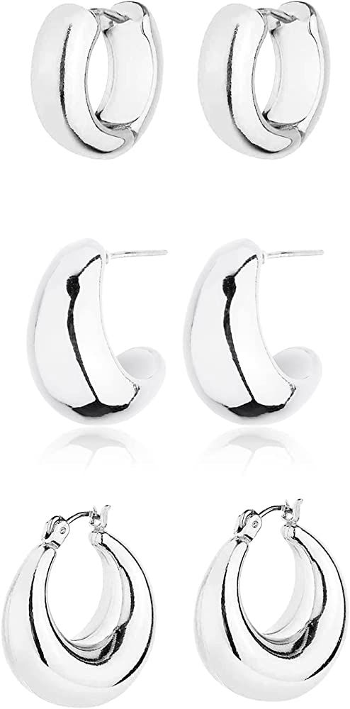 3 silver hoop chunky | Amazon (US)