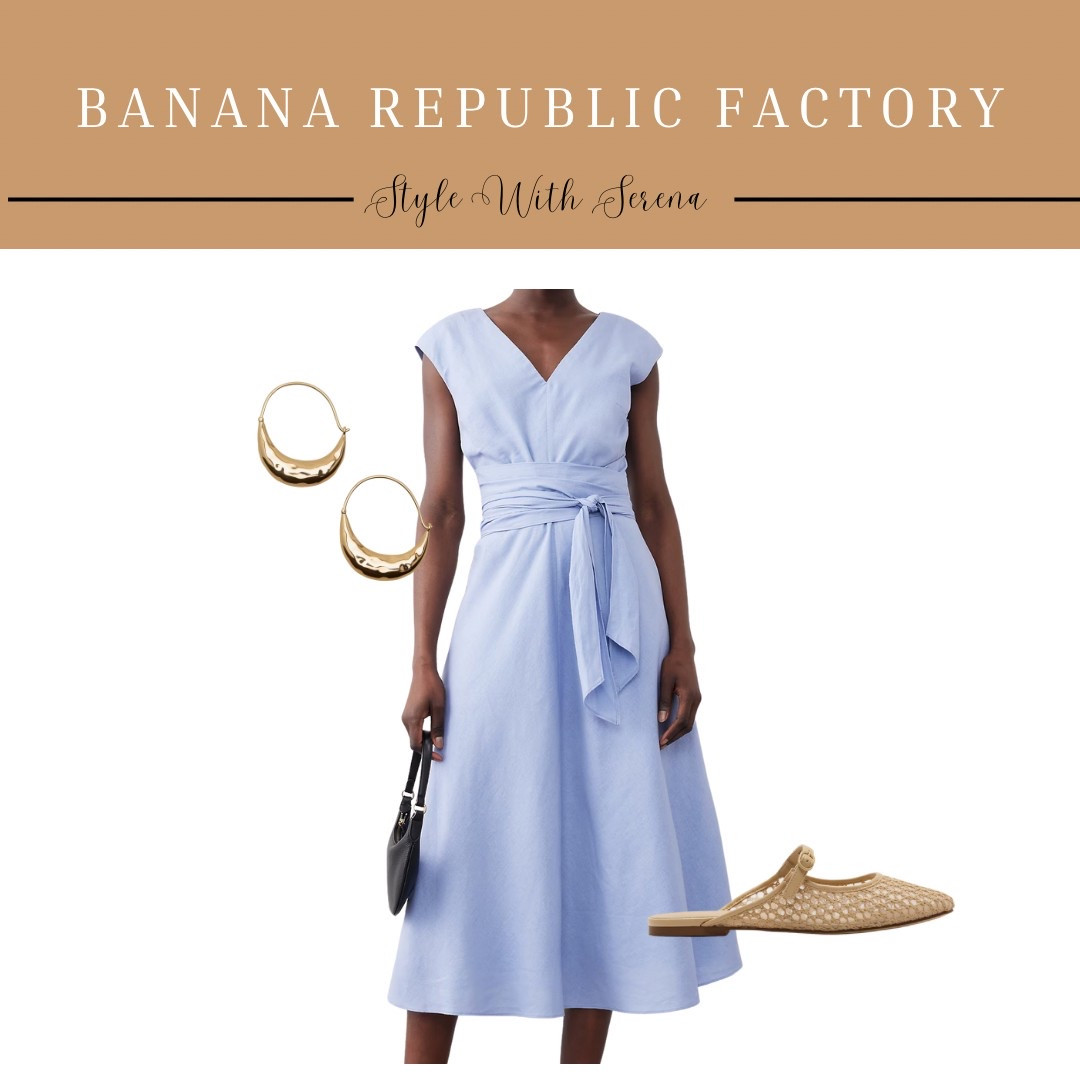 Banana republic factory, spring dress, vacation dress, flats, earrings 

#LTKSaleAlert #LTKFindsUnder100 #LTKStyleTip