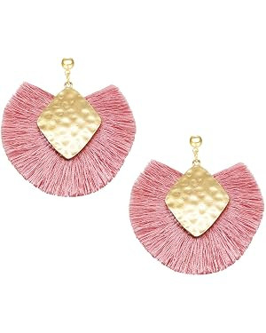 Tassel Hoop Earring Statement Thread Dangle Earrings Stylish Long Fringe Drop Earrings Lightweigh... | Amazon (US)