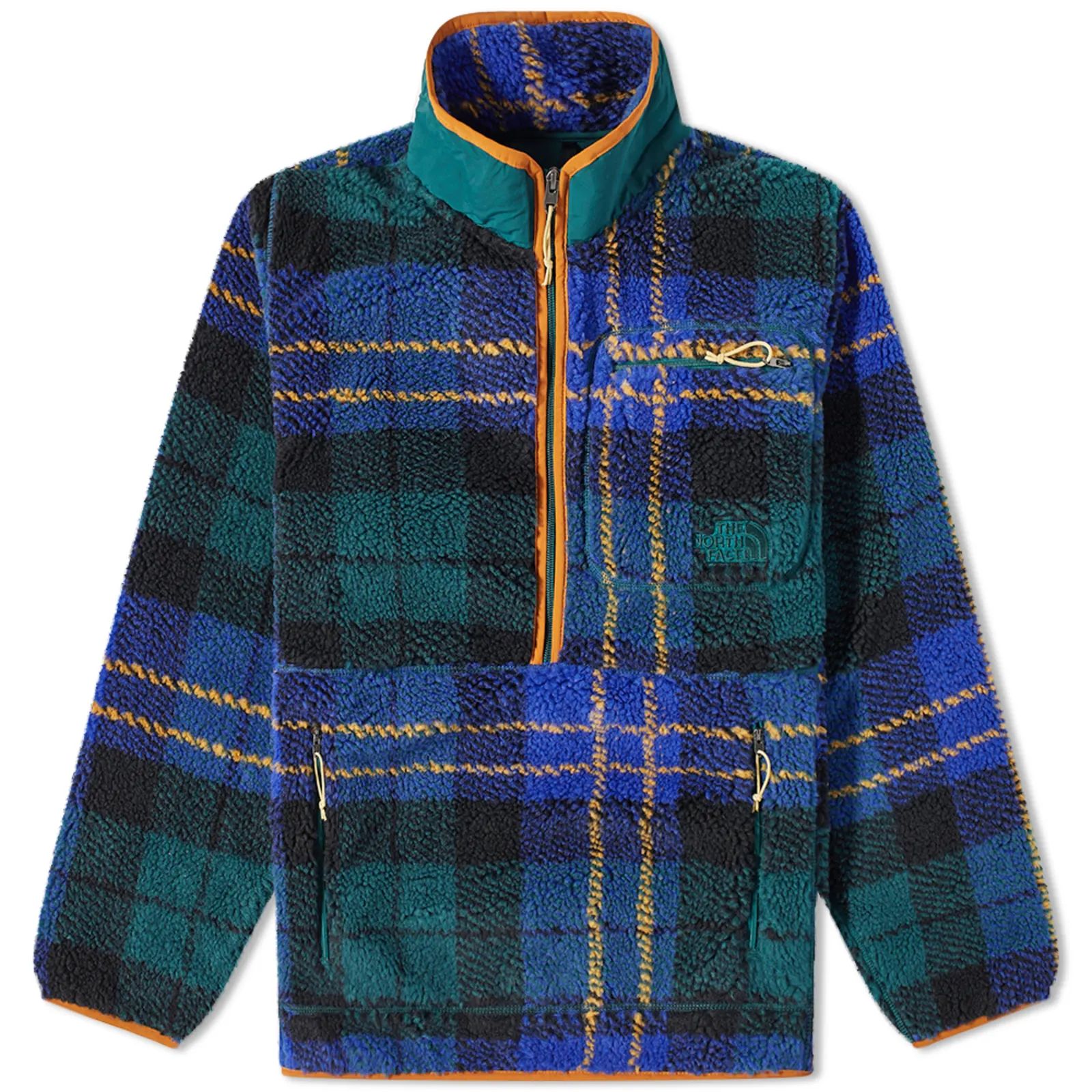 The North Face Jacquard Extreme Pile Pullover Ponderosa Green Halfdome Plaid | END. | End Clothing (UK & IE)