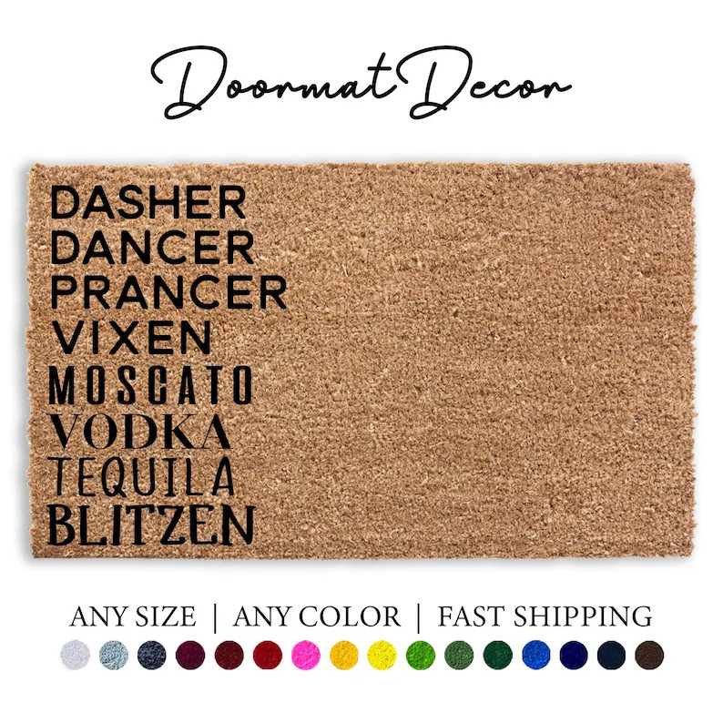 Dasher Dancer Prancer Moscato Vodka Tequila Blitzen Doormat - Etsy | Etsy (US)