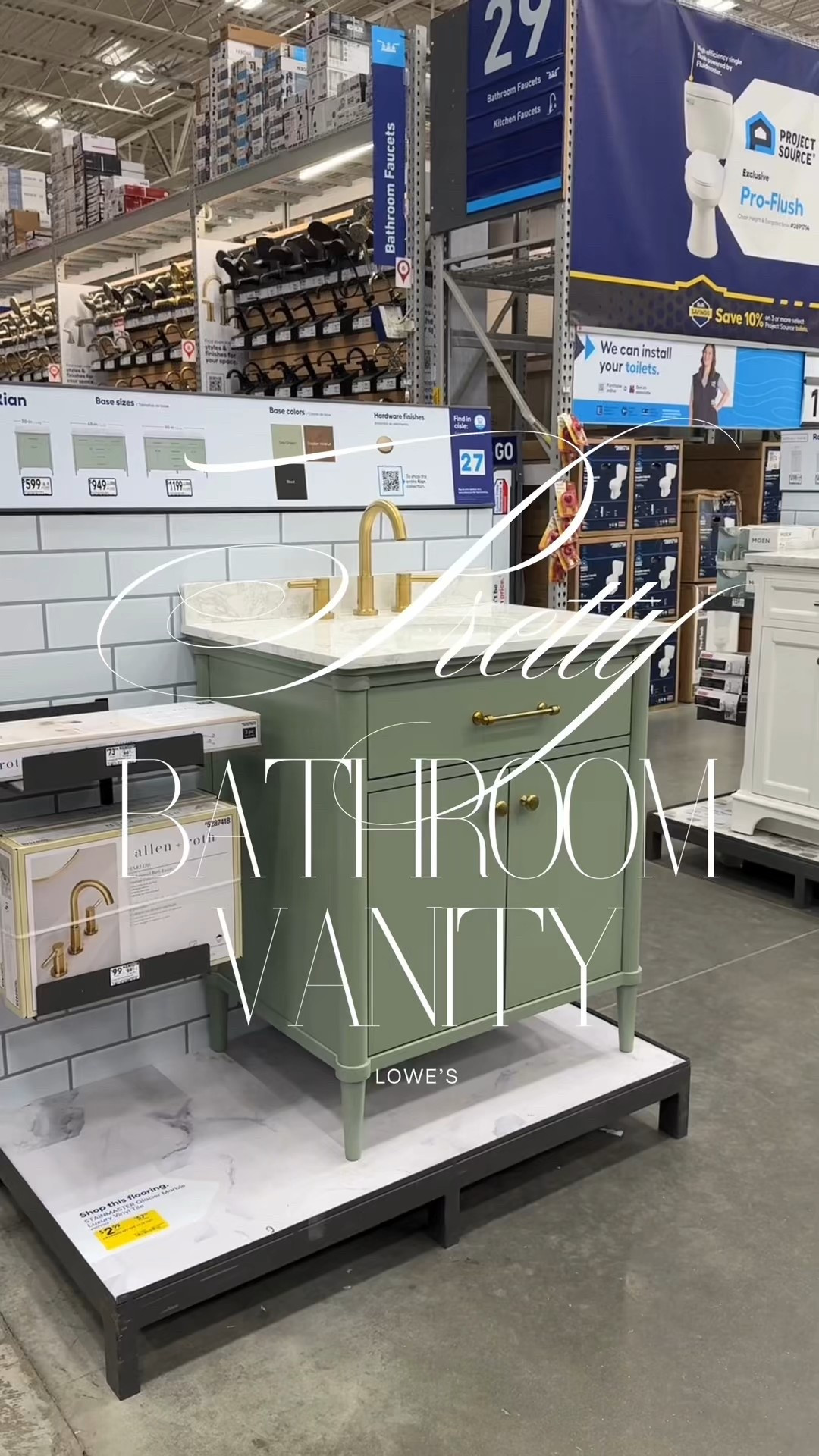 Spotted at Lowe’s! 😍 The Allen + Roth bathroom vanities are such a win for a remodel—perfect for small spaces, yet packed with storage. ✨ The modern lines, luxe stone tops, and range of color options give you that custom, designer look without the splurge. 💫 Linked my favorite finds so you can upgrade your bathroom in style! 

#SmallBathroomIdeas #BathroomVanity #BathroomInspo#LTKStyleTip

#LTKHome #LTKCyberWeek #LTKSaleAlert