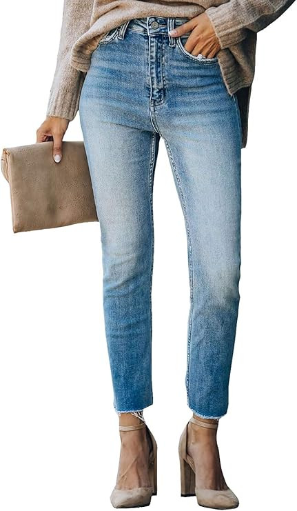 Sidefeel Women's Loose Boyfriend Jeans Stretchy Ripped Distressed Denim Pants S-2XL | Amazon (US)