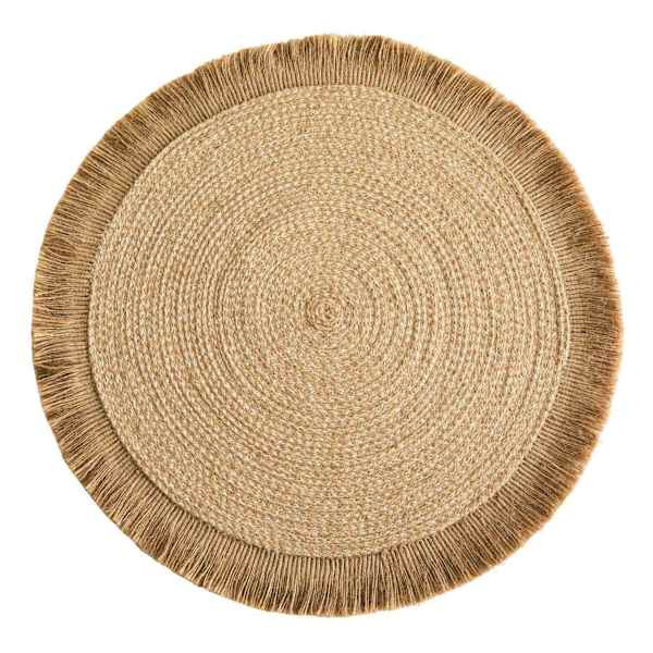 Natural Jute Placemat with Fringe, 15" | At Home