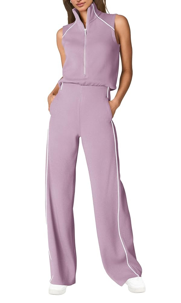 SENSERISE Womens Summer Jumpsuits Dressy Casual Sleeveless Mock Neck Top Wide Leg Pants Romper wi... | Amazon (US)