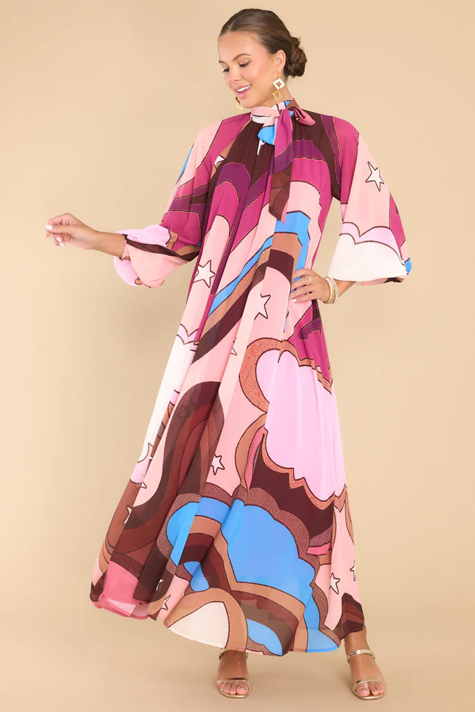 Can You Imagine Berry Multi Print Maxi Dress | Red Dress 