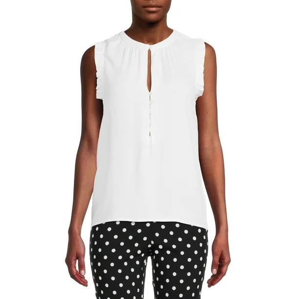 Time and Tru Women's Ruffle Trim Tank Top - Walmart.com | Walmart (US)