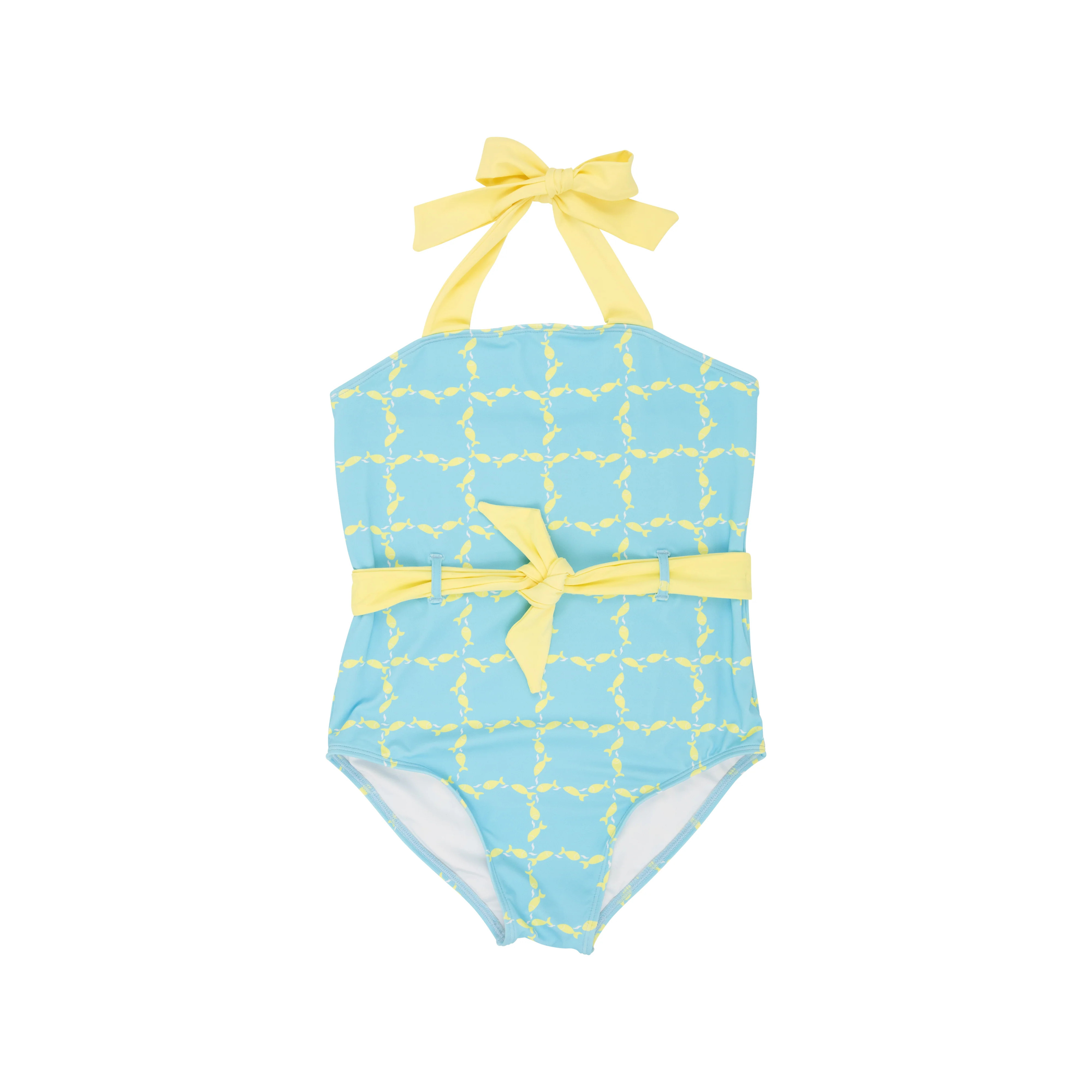 Palm Beach Bathing Suit - Sapadilla School of Fish with Lake Worth Yellow | The Beaufort Bonnet Company