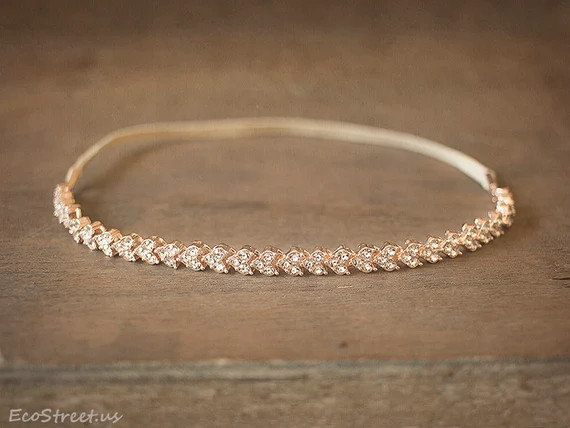 Newborn Rose Gold Headband Baby Girl Headband Rhinestone | Etsy | Etsy (US)