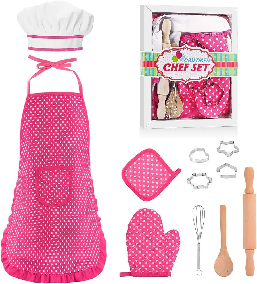 Popular Gifts for 2-8 Year Old Girls Boys, Chef Costume Set for Kids Apron for Girls Kids Chef Ha... | Amazon (US)