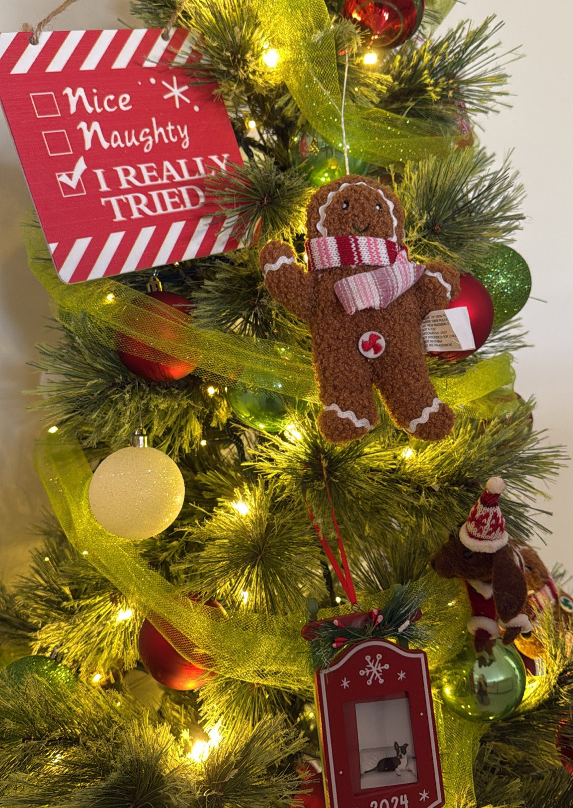 Our dog baby, Jax, got his own Christmas tree 🥹🎄tree was only $25 and all of his ornaments were very inexpensive ❤️