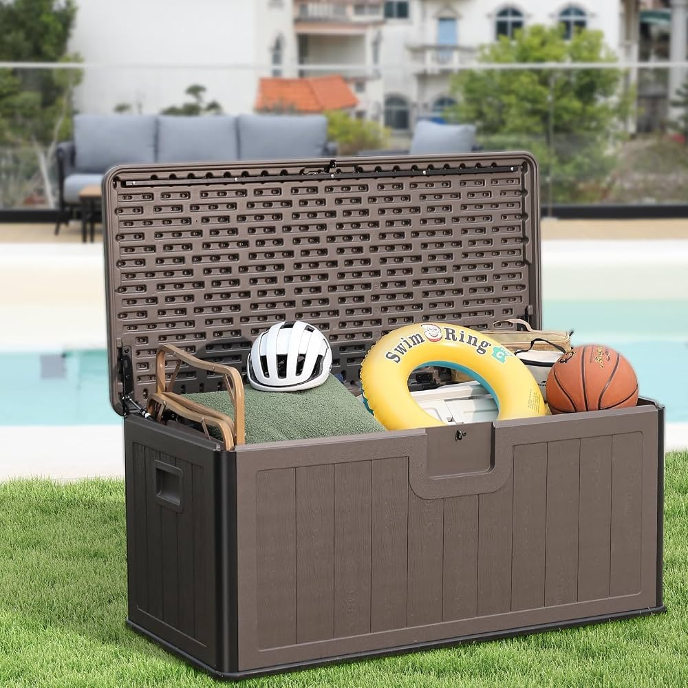 Outdoor Storage Deck Box 100 Gallon, UV Resistant & Waterproof Deck Box with Double-Wall Construc... | Amazon (US)