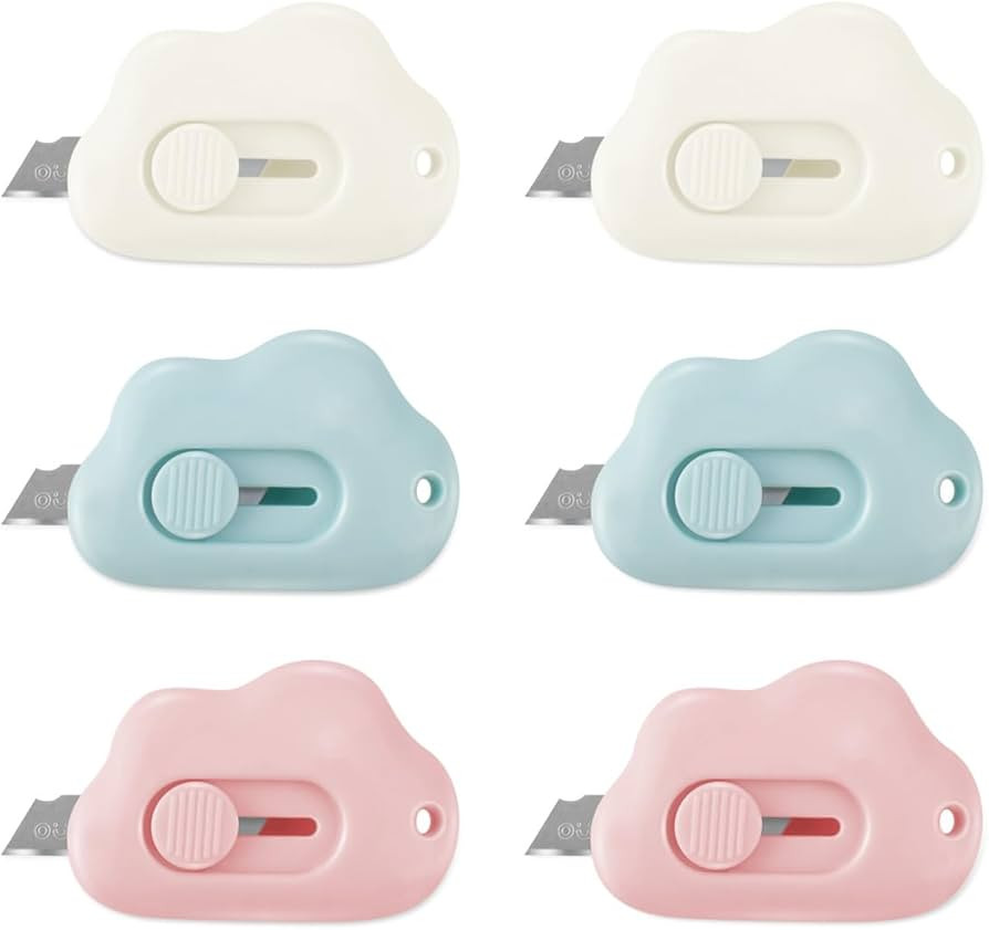 6 Pack Mini Cloud Box Cutter Retractable Letter Opener Paper Cutting Utility Knife Portable Envel... | Amazon (US)