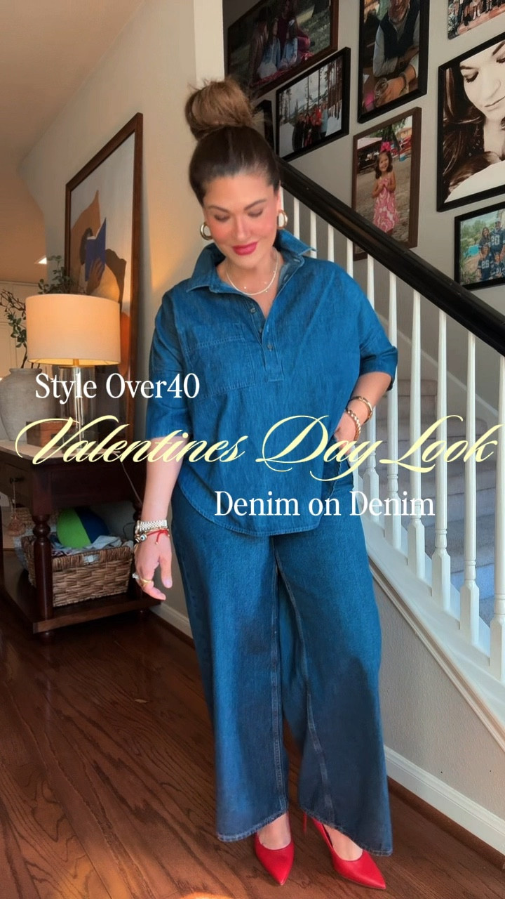 Denim on Denim with a fun pop of red is the perfect Valentine Look ♥️

#LTKOver40 #LTKValentine #LTKootd