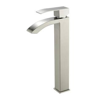Fapully Single Handle Waterfall Vessel Sink Faucet Single Hole Bathroom Faucet in Brushed Nickel ... | The Home Depot