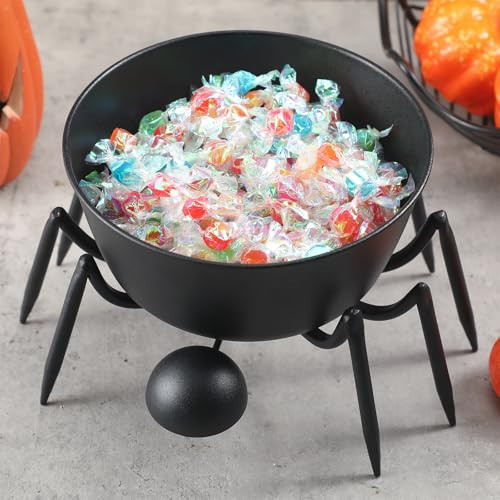 Honeydak Halloween Spider Candy Bowl 7 Inch Trick or Treat Metal Candy Bowl Spider-shaped Design Hand Grabbing Snack Holder for Halloween Decor Party Supplies | Amazon (US)
