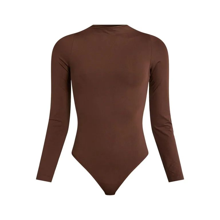 Scoop Women's Ultimate Seamless Mock Neck Bodysuit with Long Sleeves, Sizes XS-XXL | Walmart (US)