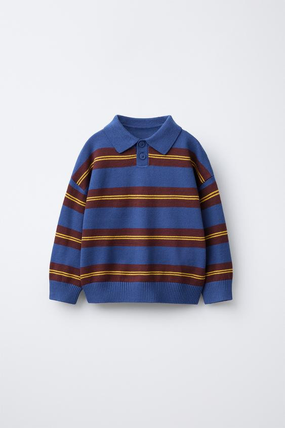 STRIPED KNIT POLO SHIRT | Zara US