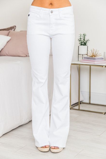 The Michelle White Flare Jeans | The Pink Lily Boutique