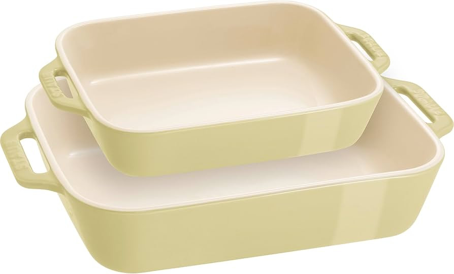 STAUB Ceramic 2-pc Rectangular Baking Dish Set - Macaron Pastel Green | Amazon (US)