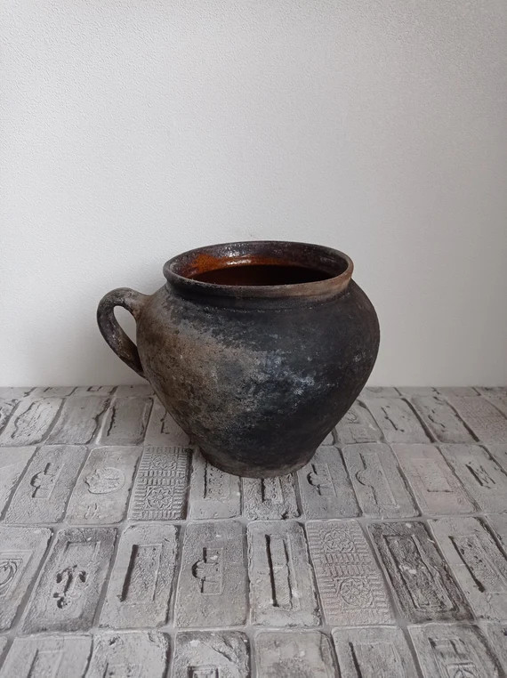 Vintage black clay pot, Old clay pot, Wabi Sabi pottery, Rustic vase, Old black clay vase, Primit... | Etsy (US)