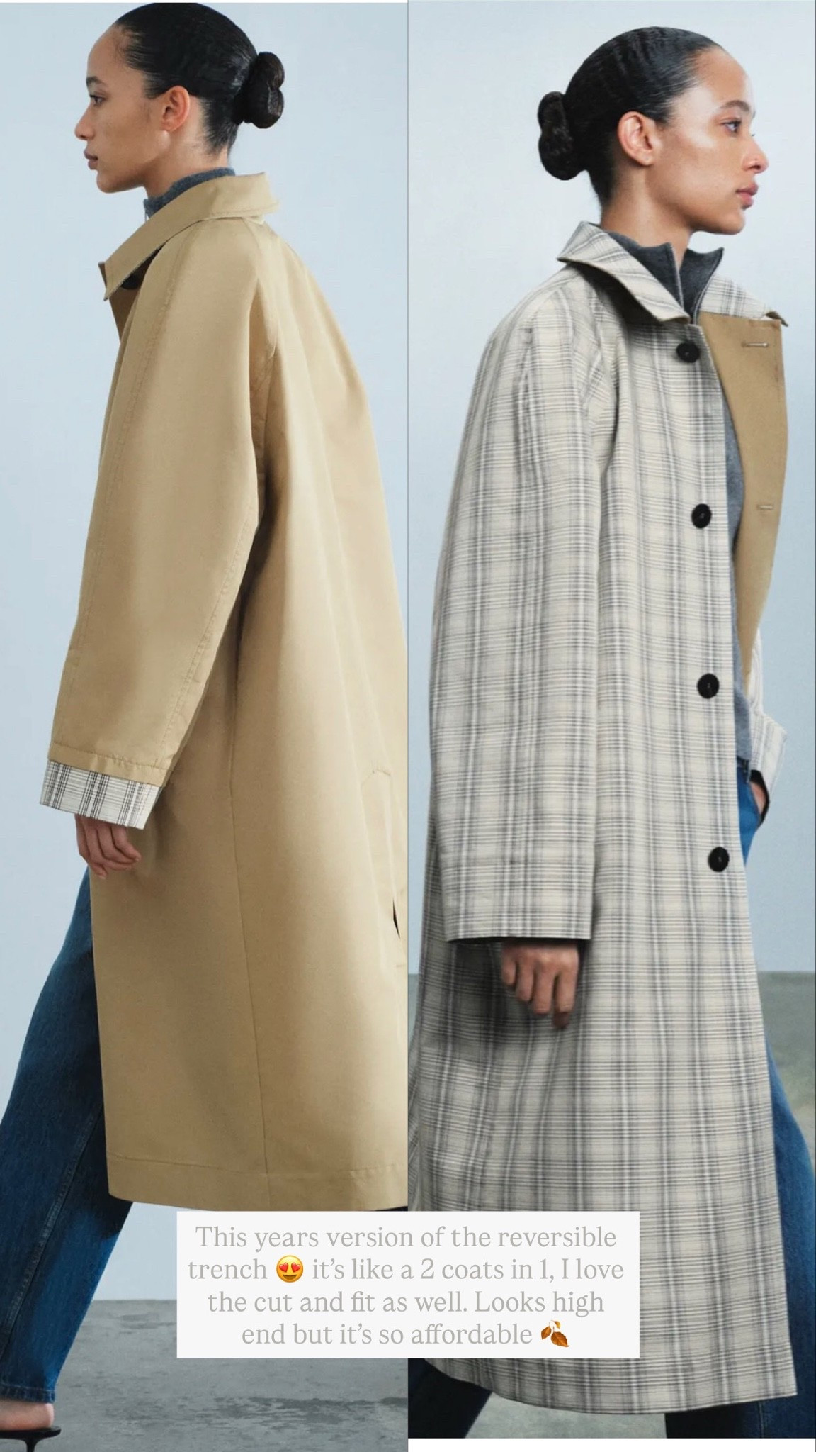Zara trench! A nice classic cut but with a twist as it has a reversible side 🍂 it looks Sézane but much more affordable

#LTKautumn #LTKstyletip #LTKover50style