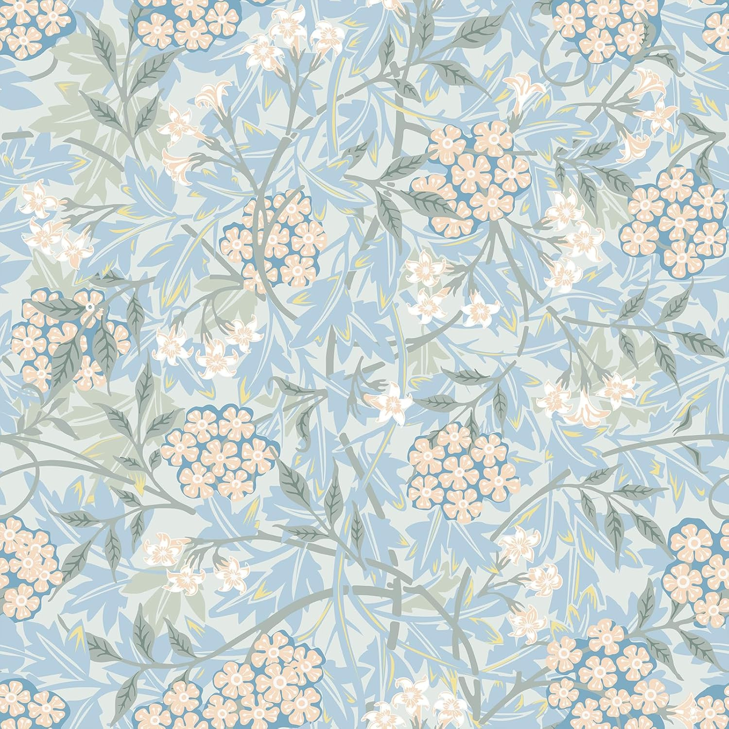 VEELIKE Blue Floral Wallpaper Stick and Peel Vintage William Morris Peel and Stick Wallpaper Boho Flower Wall Paper 17.7''x118'' Prepasted Removable Blue Floral Contact Paper for Cabinets Drawers Wall | Amazon (US)