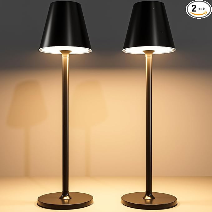 2-Pack Cordless Table Lamps - 5000mAh Rechargeable Battery Operated Desk Lamp, 3-Level Dimmable L... | Amazon (US)