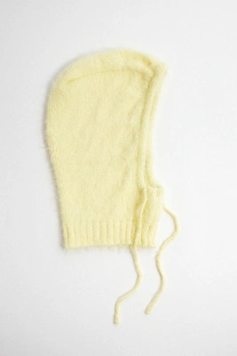 UO Kody Fluffy Knitted Hood - Yellow at Urban Outfitters | Urban Outfitters UK