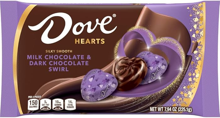 DOVE Valentine Hearts Milk & Dark Chocolate Swirl Candy Bolsa de 7.94 onzas | Amazon (US)