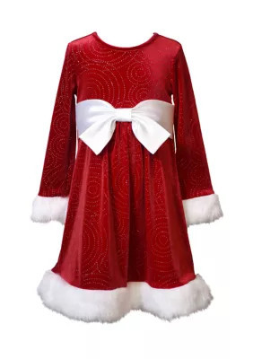 Bonnie Jean Toddler Girls Swirly Santa Dress | Belk