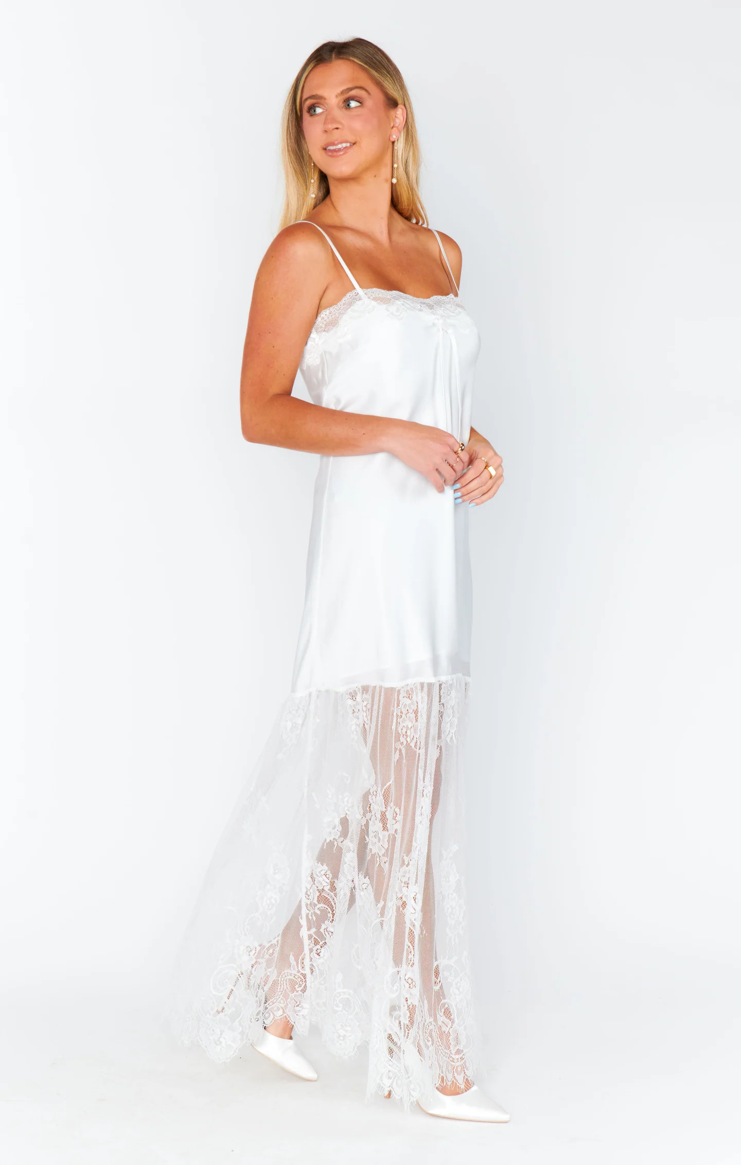 Celine Dress ~ Ivory Luxe Satin | Show Me Your Mumu