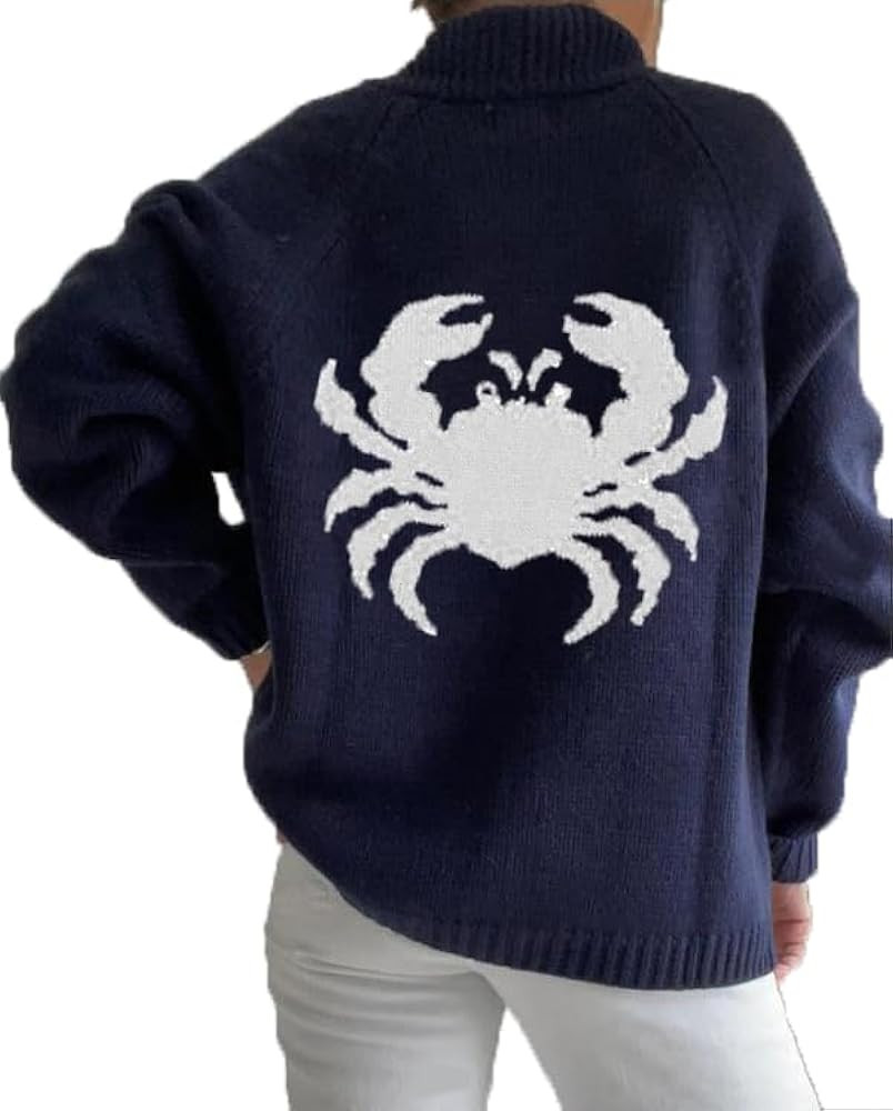 Giraropa Women Crab Cardigan Long Sleeve Shawl Collar Button Down Oversized Chunky Knit Sweater O... | Amazon (US)