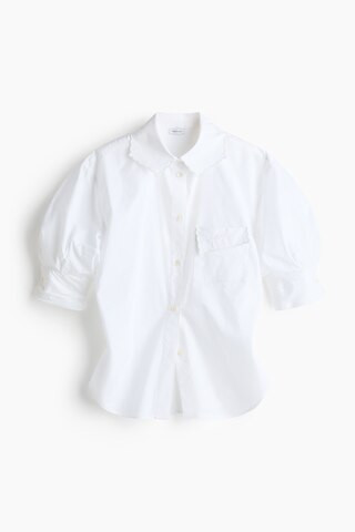 Ruched-Sleeve\u202fPoplin Shirt\u202f | H&M (US + CA)